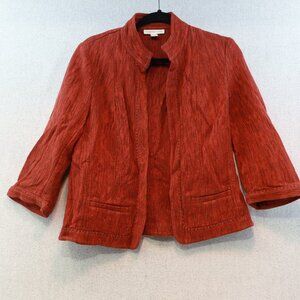 COLDWATER CREEK Burnt Rust Orange Textured Cotton Blazser, Sz 8